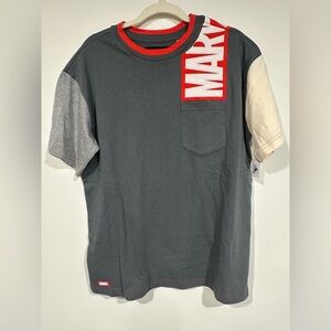Marvel Shirt M Gray Red Disney Parks Color block Mens Embroidered NWT